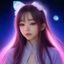 用户晚星追剧人头像，年轻女性，温暖灯光下，表情愉悦